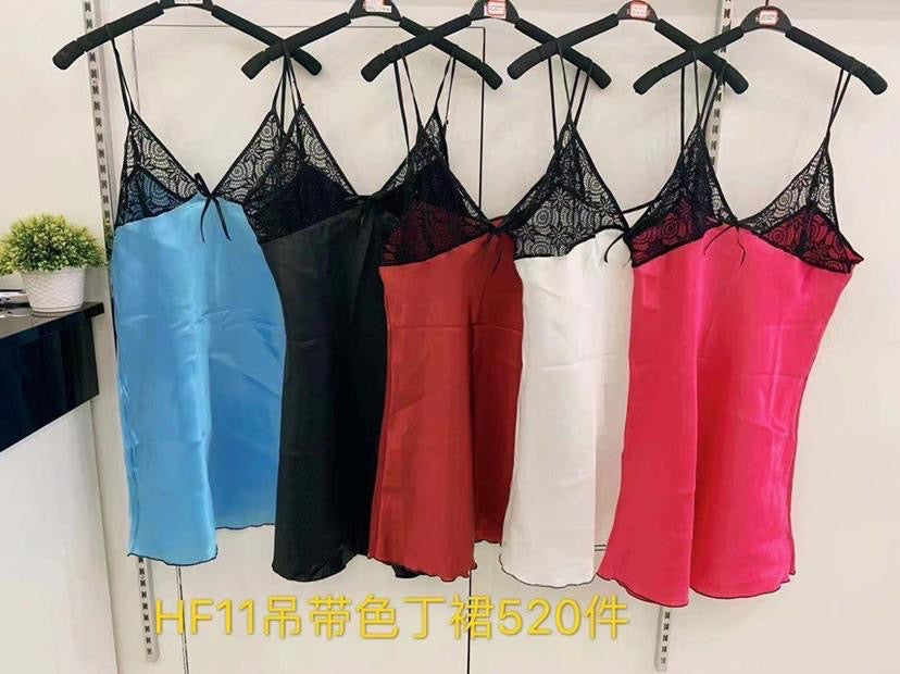HF11 Σατέν Baby doll 吊带仿真丝裙