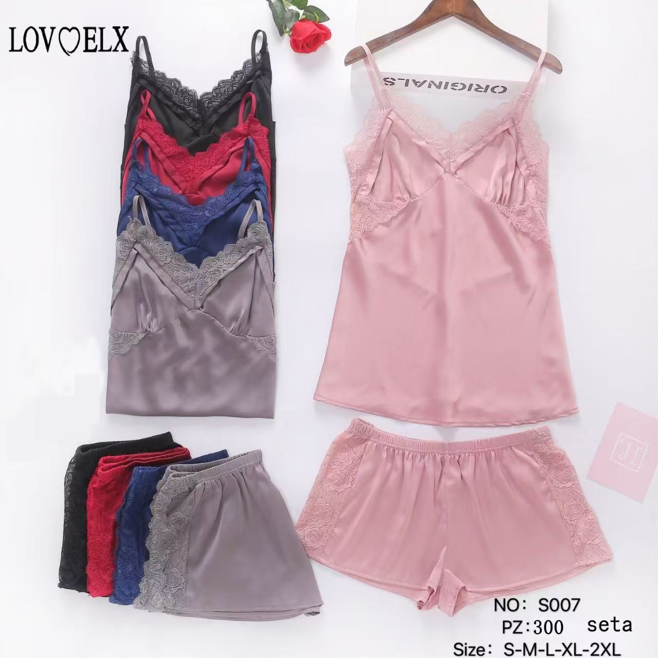 S007 Σατέν Baby doll 吊带仿真丝睡衣